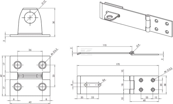 Penture av plaque à œillet 4" vue 2
